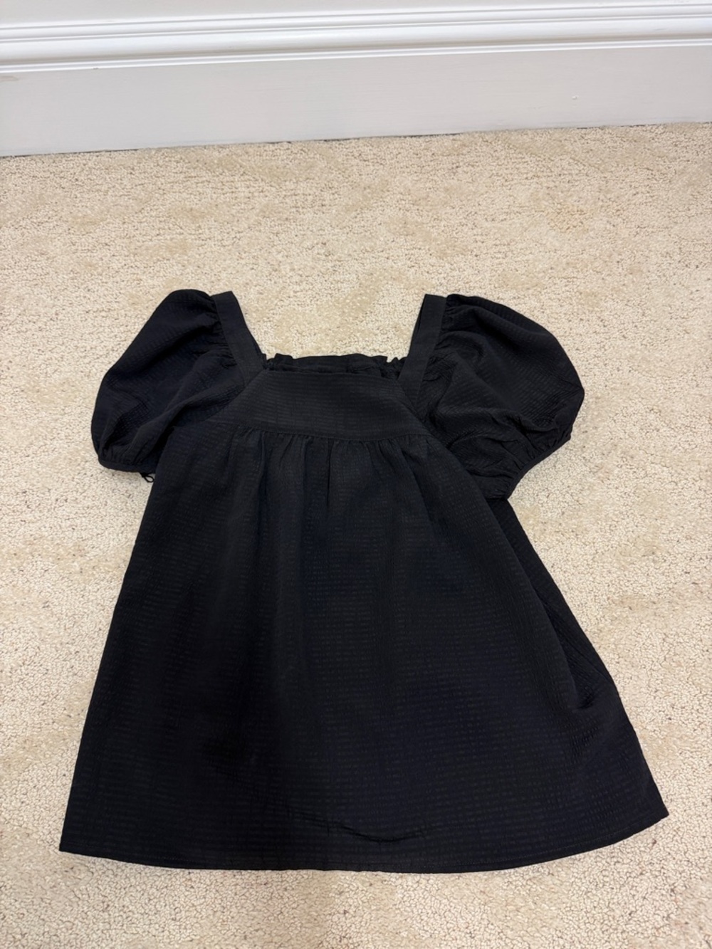 Madewell Black Puff Sleeve Square Neck Top